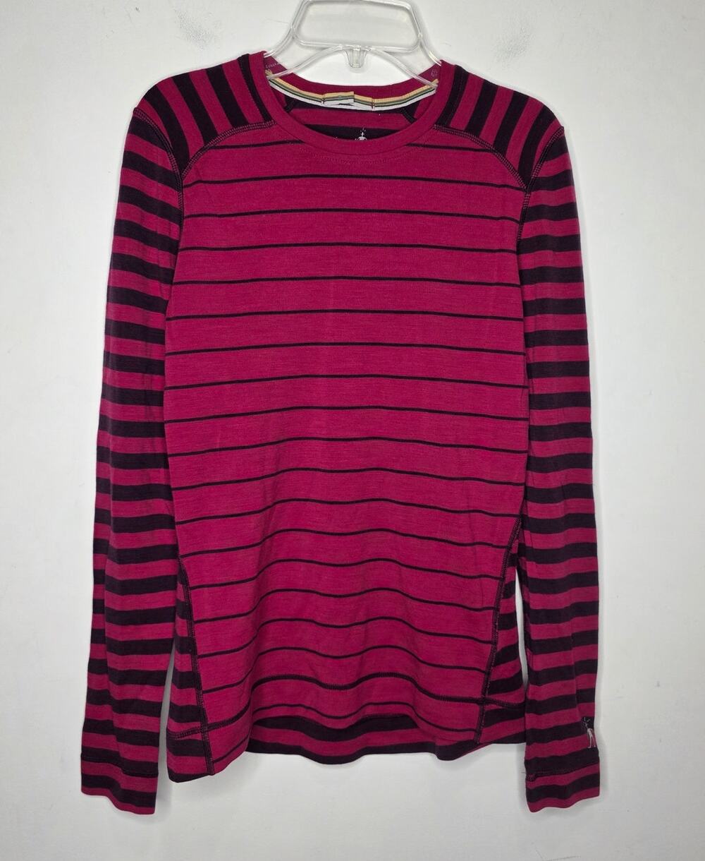 Smartwool maroon pink striped long sleeve shirt - medium